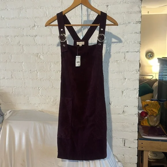 NWT Luxology Purple Corduroy Jumper Pocket Dress Women’s Size Small - Picture 2 of 14